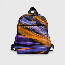 Детский рюкзак Неоновые прерывающиеся линии - Оранжевый и фиолето, цвет: 3D-принт