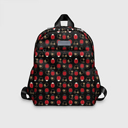 Детский рюкзак Красные Божьи коровки на черном фоне ladybug, цвет: 3D-принт