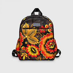 Детский рюкзак Хохломская Роспись Цветы На Тёмном Фоне, цвет: 3D-принт
