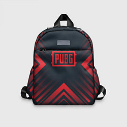 Детский рюкзак Красный Символ PUBG на темном фоне со стрелками, цвет: 3D-принт