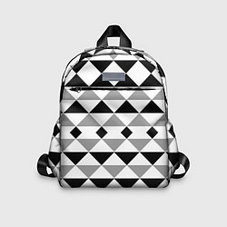 Детский рюкзак Черно-белый геометрический узор треугольники, цвет: 3D-принт