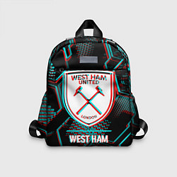 Детский рюкзак West Ham FC в стиле Glitch на темном фоне, цвет: 3D-принт