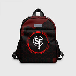 Детский рюкзак Символ Sally Face и краска вокруг на темном фоне