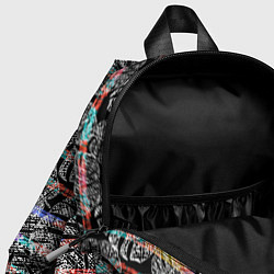 Детский рюкзак Листья монстеры на черном в полоску, цвет: 3D-принт — фото 2