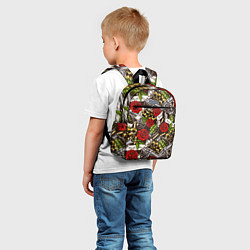 Детский рюкзак Мафия - кастеты, гранаты, пистолеты и розы, цвет: 3D-принт — фото 2