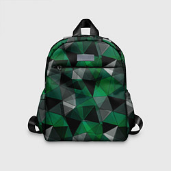 Детский рюкзак Зеленый, серый и черный геометрический, цвет: 3D-принт