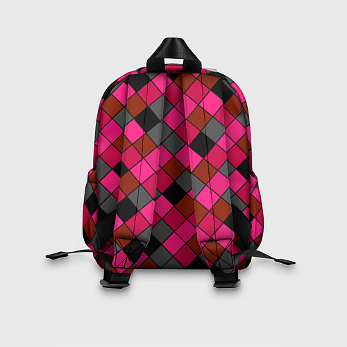 Детский рюкзак Розово-красный геометрический узор / 3D-принт – фото 2