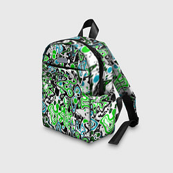 Детский рюкзак Зелено-голубой абстрактный узор, цвет: 3D-принт — фото 2