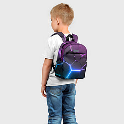 Детский рюкзак Фиолетовый градиент - неоновые геометрические плит, цвет: 3D-принт — фото 2