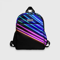 Детский рюкзак Неоновые полосы на черном, цвет: 3D-принт