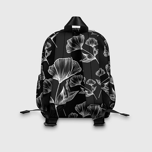 Детский рюкзак Графичные цветы на черном фоне / 3D-принт – фото 2