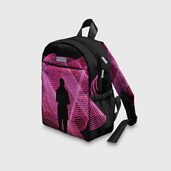 Детский рюкзак Неоновые розовые волны и силуэт человека, цвет: 3D-принт — фото 2