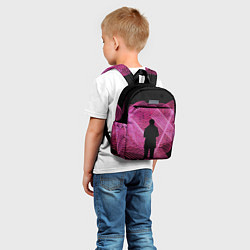 Детский рюкзак Неоновые розовые волны и силуэт человека, цвет: 3D-принт — фото 2