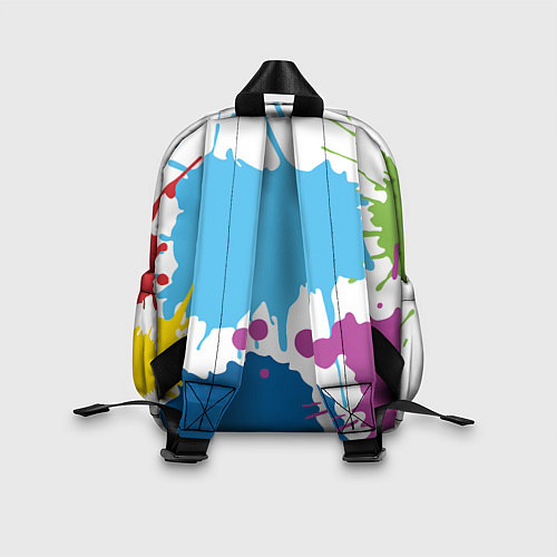 Детский рюкзак Цветные кляксы на белом фоне / 3D-принт – фото 2