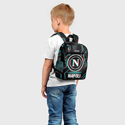 Детский рюкзак Napoli FC в стиле glitch на темном фоне, цвет: 3D-принт — фото 2