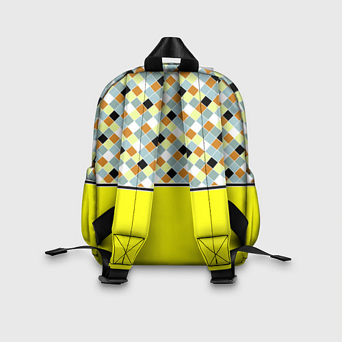 Детский рюкзак Желтый неоновый комбинированный узор / 3D-принт – фото 2