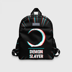 Детский рюкзак Символ Demon Slayer в стиле glitch на темном фоне, цвет: 3D-принт