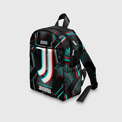 Детский рюкзак Juventus FC в стиле glitch на темном фоне, цвет: 3D-принт — фото 2