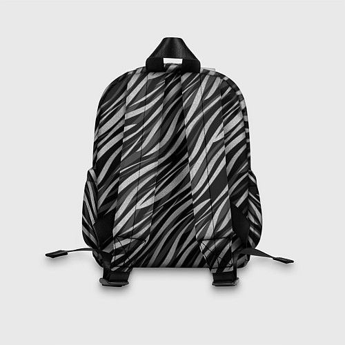 Детский рюкзак Полосатый черно-серый узор Зебра / 3D-принт – фото 2