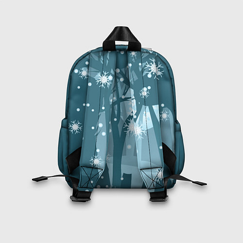 Детский рюкзак Деревья и снежинки в силуэте идущего оленя / 3D-принт – фото 2