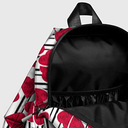 Детский рюкзак Вырезанные мраморный сердца на черно белом полосат, цвет: 3D-принт — фото 2