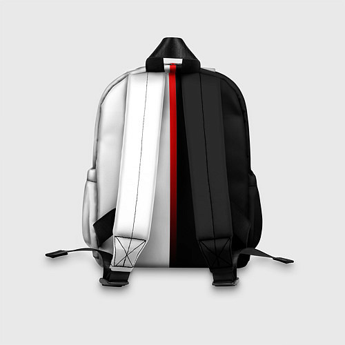 Детский рюкзак Киберпанк 2077 - Черно-белый с красной линией / 3D-принт – фото 2