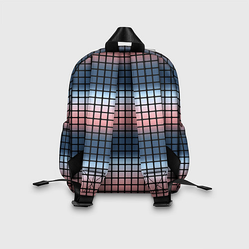 Детский рюкзак Разноцветный коралловый с синим узор клетка / 3D-принт – фото 2