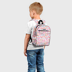 Детский рюкзак Розовые завитушки акварель, цвет: 3D-принт — фото 2