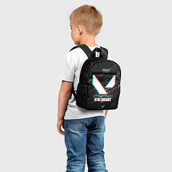 Детский рюкзак Valorant в стиле glitch и баги графики на темном ф, цвет: 3D-принт — фото 2