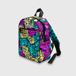 Детский рюкзак Психоделические манулы, цвет: 3D-принт — фото 2