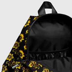 Детский рюкзак Хохломская роспись цветы на чёрном фоне, цвет: 3D-принт — фото 2