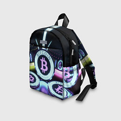 Детский рюкзак Неоновый светящийся биткоин, цвет: 3D-принт — фото 2