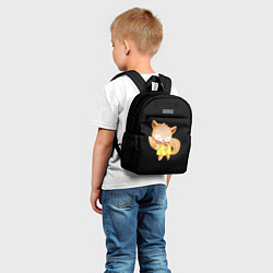 Детский рюкзак Лисёнок в платье танцует на чёрном фоне, цвет: 3D-принт — фото 2