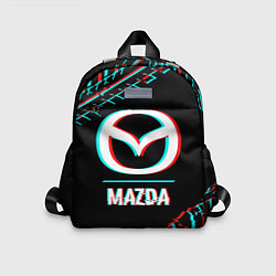Детский рюкзак Значок Mazda в стиле glitch на темном фоне