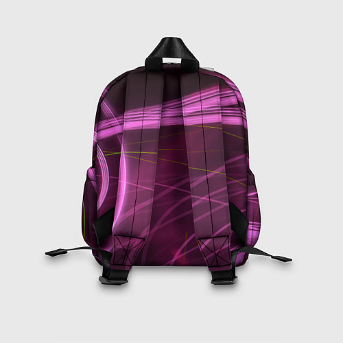 Детский рюкзак Абстрактные неоновые розовые линии во тьме / 3D-принт – фото 2