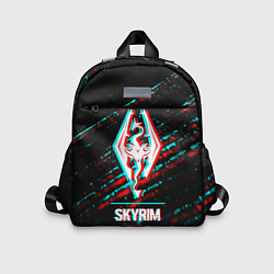 Детский рюкзак Skyrim в стиле glitch и баги графики на темном фон