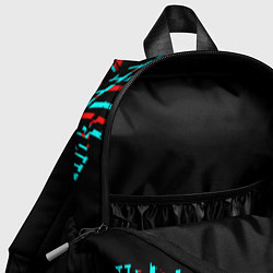Детский рюкзак Значок Chevrolet в стиле glitch на темном фоне, цвет: 3D-принт — фото 2