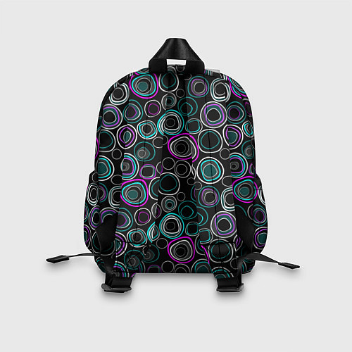 Детский рюкзак Узор ретро круги и кольца на черном фоне / 3D-принт – фото 2