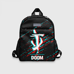 Детский рюкзак Doom в стиле glitch и баги графики на темном фоне