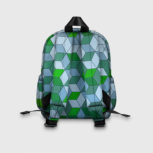 Детский рюкзак Зелёные и серые абстрактные кубы с оптической иллю / 3D-принт – фото 2