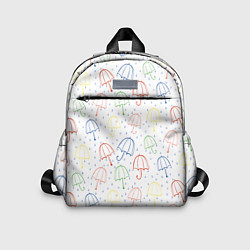 Детский рюкзак Цветные зонтики с каплями дождя, цвет: 3D-принт