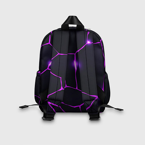 Детский рюкзак Фиолетовые неоновые трещины / 3D-принт – фото 2