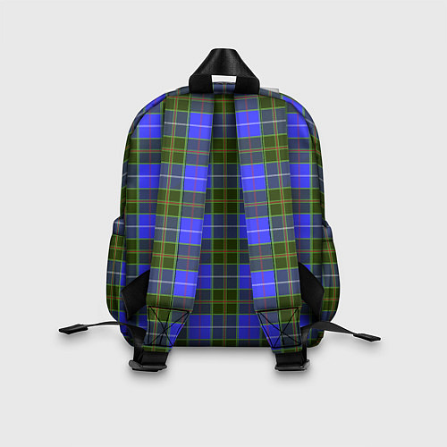 Детский рюкзак Ткань Шотландка сине-зелёная / 3D-принт – фото 2
