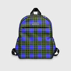 Детский рюкзак Ткань Шотландка сине-зелёная, цвет: 3D-принт