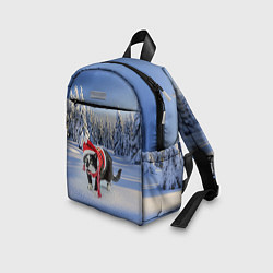 Детский рюкзак Ряженый котик в зимнем лесу, цвет: 3D-принт — фото 2