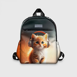 Детский рюкзак Милый рыжий котёнок в наушниках