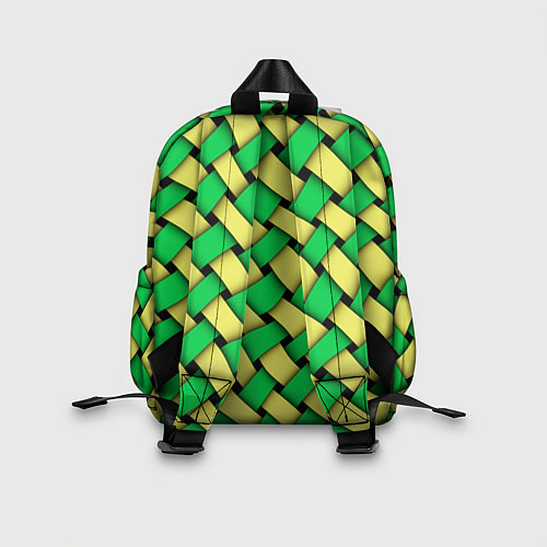 Детский рюкзак Жёлто-зелёная плетёнка - оптическая иллюзия / 3D-принт – фото 2