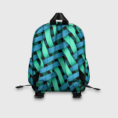 Детский рюкзак Сине-зелёная плетёнка - оптическая иллюзия / 3D-принт – фото 2