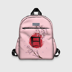 Детский рюкзак Цветущая сакура с иероглифом cолнце, цвет: 3D-принт