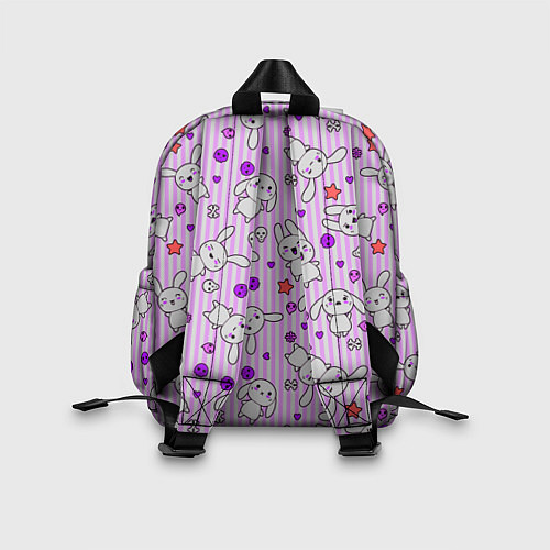 Детский рюкзак Кролики - текстура на розовом фоне / 3D-принт – фото 2